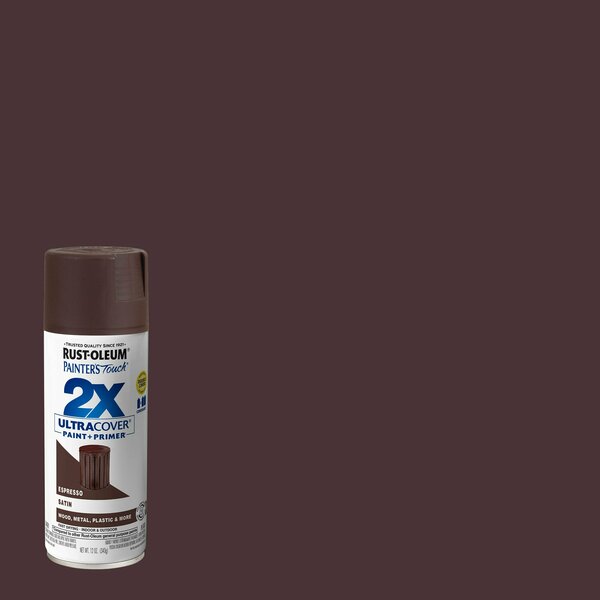 Rust-Oleum Spray Paint, Espresso, Satin, 12 Oz 334066